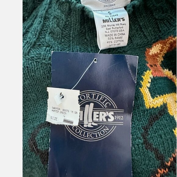 SPORTIFIC MILLER'S COLLECTION Hunter Green COTTON RAMIE EQUESTRIAN SWEATER S NWT - Picture 6 of 9